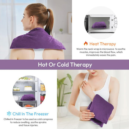 Microwave Heating Pad 6 x 12 Small Heating Pad Microwave, Microwave Bean Bag Heating Pad for Neck and Shoulders, Moist Heat Pack Pillow Warm Compress for Knee, Muscles, Joints, Wrist (Dark Blue)