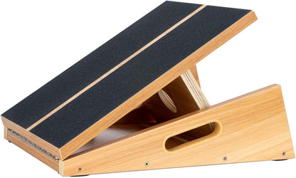 StrongTek Wooden Slant Board, Adjustable Incline, Side Handles, Non-Slip | Standard and XL Sizes, Full or Partial Non-Slip Surfaces, Side Carry Handle, Calf and Ankle Stretching, Squats and Rehab
