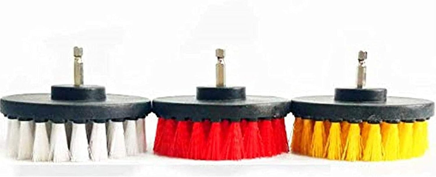 5in 3 Piece Soft, Medium and Stiff Power Scrubbing Brush Drill Attachment for Cleaning Showers, Tubs, Bathrooms, Tile, Grout, Carpet, Tires and Boats by DUOSHIDA