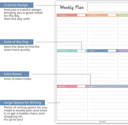 ALEZEL Magnetic Fridge Calendar Whiteboard, Dry Erase Refrigerator Calendar | Includes Magnetic Dry Erase Monthly & Weekly Planner for Fridge, Grocery List White Board, 3 Markers + Eraser