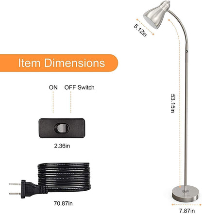 LEPOWER Floor Lamp, Metal Standing Lamp with Adjustable Gooseneck for Dorm | Easy to Assemble, E26 Base, Sturdy Metal Base, Convenient Switch, Task Reading Pole Lights for Office & Bedroom, Living Room