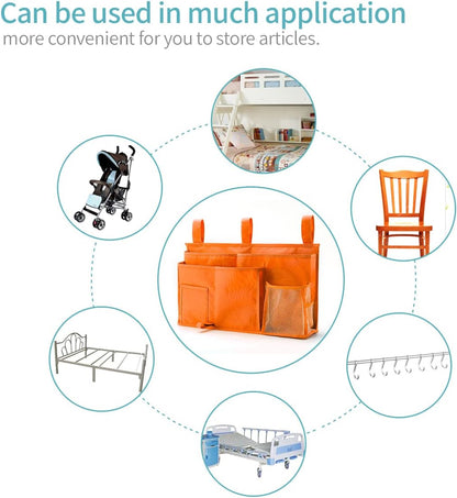Bseash Bunk Bed Organizer, Bedside Caddy Hanging Bed Organizer Storage Bag 8 Pockets, for College Dorm Rooms Bed, Hospital Bed, Baby Bed Rails, 600D Oxford Cloth