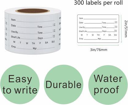 Hybsk 2 x 3 Inch Removable Freezer Food Labels- Easy Clean Leaves No Residue Food Storage Freezer Stickers Perfect for Reusable Containers 300 Stickers (Type 2)