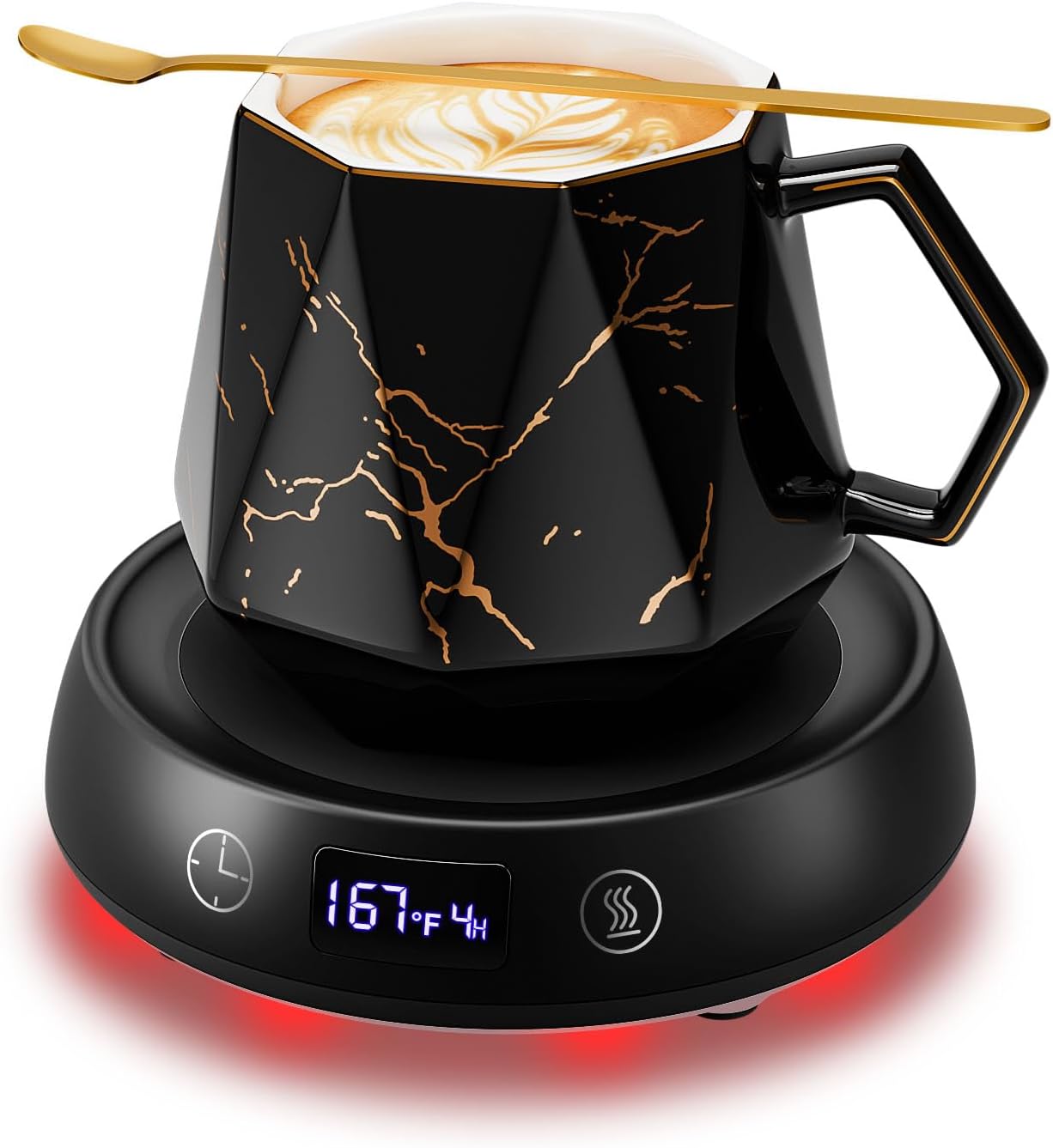 Coffee Mug Warmer Set for Desk, Smart Heated Electric Tea Cup Warmer Plate | Coffee Lover Mug and Warmer Set, Office Home Beverage Warming Candle Heater, 4-Temp Control 8H Auto Shut Off, Men Women Gift