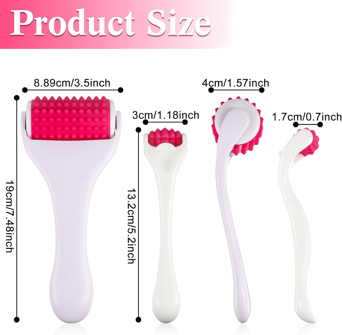 Tondiamo 2 Pcs Muscle Roller Portable Small Silicone Massager Roller Deep Tissue Muscle Massage Stick Cellulite Remover Scar Tissue Massager for Relief Face Neck Arm Back Leg(White,Silicone)