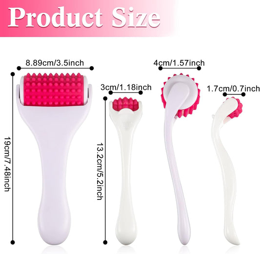 Tondiamo 2 Pcs Muscle Roller Portable Small Silicone Massager Roller Deep Tissue Muscle Massage Stick Cellulite Remover Scar Tissue Massager for Relief Face Neck Arm Back Leg(White,Silicone)