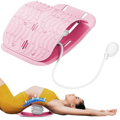Back Stretcher for Lower Back Pain Relief, Lumbar Support Board | Adjustable air compression decompression device, ergonomic spine stretcher for home office, ABS & EVA material