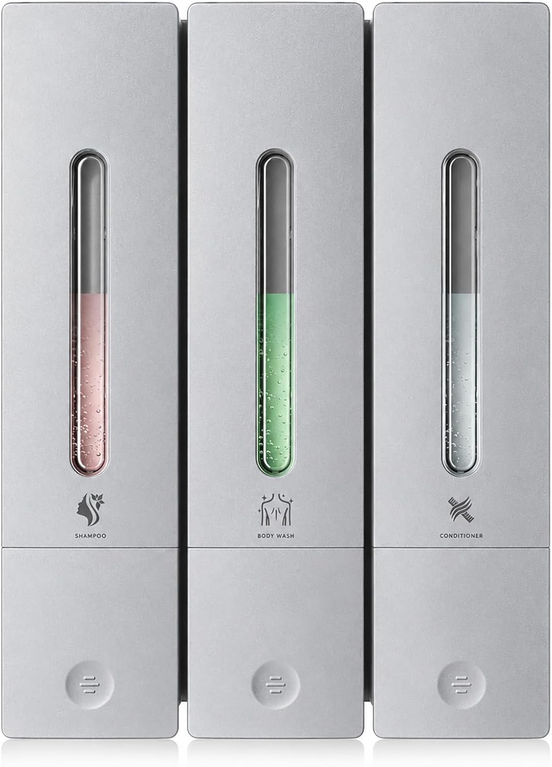 Shampoo and Conditioner Dispenser - Wall-Mounted 3-Chamber Shower Soap Dispenser, No-Drill, 1200ML Capacity, for Bathroom & Hotel