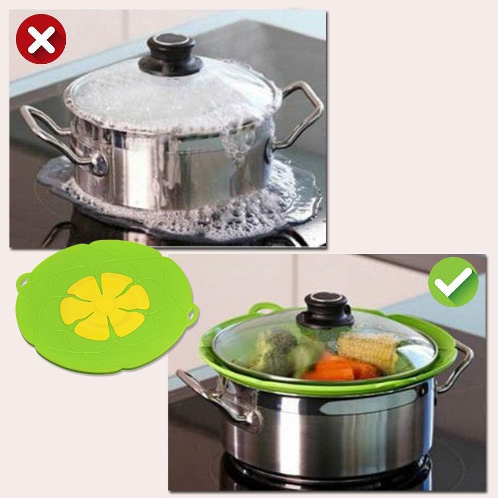 2 Pack Spill Stopper Lid Cover, 10.2 inch and 11 inch, Boil Over ‎Spill Stopper, Microwave Splatter Food Cover, BPA-Free Silicone Lids and Dishwasher Safe, for Home Kitchen