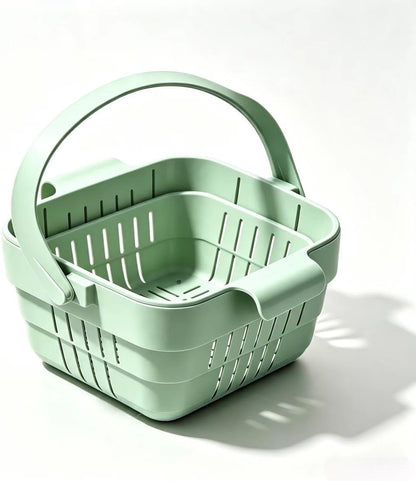 Foldable Hanging Sink Drain Basket, Stretchable Kitchen Sink Strainer, 2026 Upgraded Space-Saving Food Colander, Multifunctional Faucet Basket for Fruits, Vegetables, Pasta & Tableware