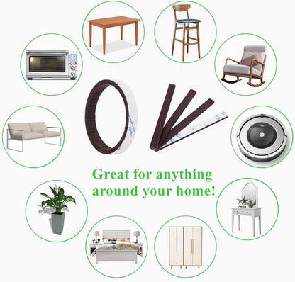 Felt Strips with Adhesive Backing, Felt Tape with Adhesive Backing, Felt Furniture Strips 2 Pack Roll 1/2x 60 Inches Black, Felt Strips for Furniture