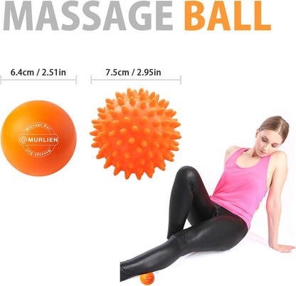 Massage Ball Set, Spiky Ball & Lacrosse Ball for Body Massage, Muscle Relief, Deep Tissue, Myofascial Release, Massager for Neck, Shoulder, Back, Foot or Muscle Tension (Blue)