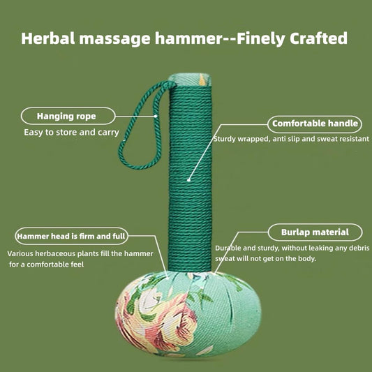 2PCS Long Size Lymphatic Drainage Herbal Massage Hammer,Manual Massage Hammer for Body, Back Massage Hammer Taichi,Wormwood Massage Hammer Sticks Muscle Relaxation 2PCS (Red/Green)