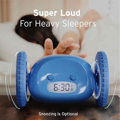 CLOCKY Alarm Clock on Wheels – Loud Rolling Alarm Clock for Heavy Sleepers | Runaway Clock that Jumps & Runs to Wake You Up | Funny Unique Gift for Adults, Teens & Kids Bedrooms (Black)