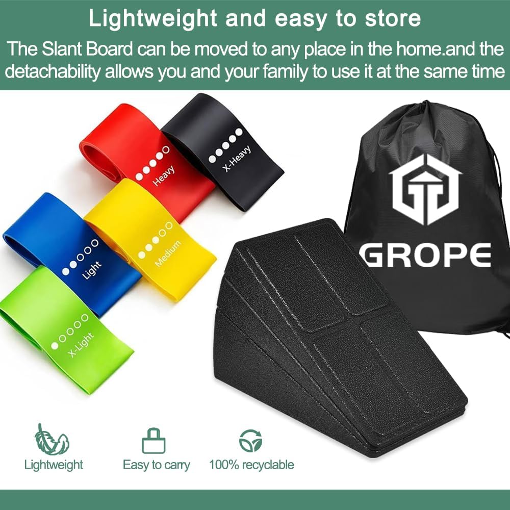 Slant Board 3 Pcs Squat Wedge for Calf Stretching | 12" x 6.3" With Carry Bag，Adjustable Foam Slant Board Wedge Great for Exercises，Foot Stretcher for Plantar Fasciitis