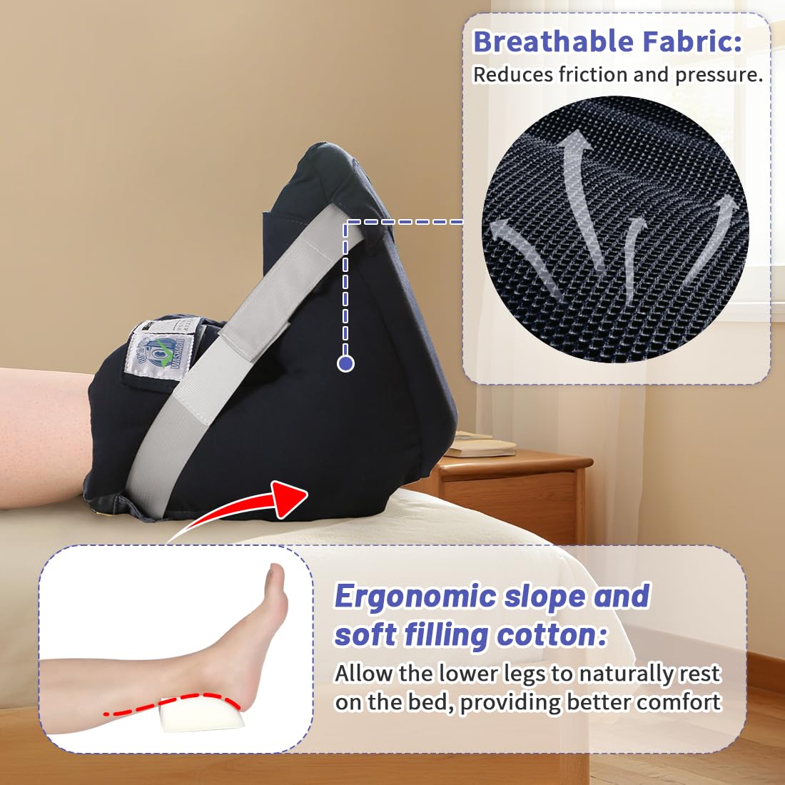 Foot Drop Heel Protector – Ankle Support for Bed Sores, Pressure Relief & Diabetic Care – Adjustable Straps, Breathable, Machine Washable (Dark green, Free Size)