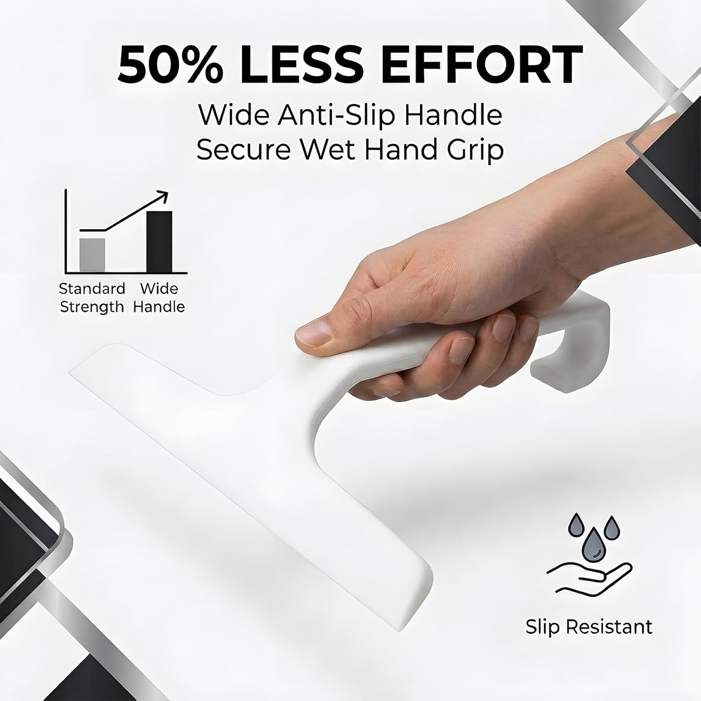 Bathroom Glass Shower Door Squeegee, Silicone & Metal, Black, 10"W x 9.2"L | Effortless, Time-Saving, Rustproof, Flexible, High Quality, Efficient, Cost-Effective, Multi-Functional, Wear-Resistant