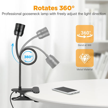 LED Reading Lights for Bed Headboard, Zoomable Clip Light with 360° Flexible Gooseneck, 3 Color Modes & 10 Brightness Levels, USB Powered Book Light for Headboard, Desk, Dorm & Study