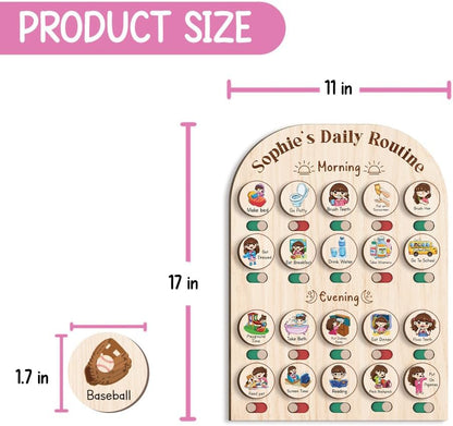 Daily Routine Chart for Kids, Visual Schedule, Routine Chart for Toddlers 3-5, Morning Bedtime Routine Chart for Toddlers, Wooden Chore Chart for Kids