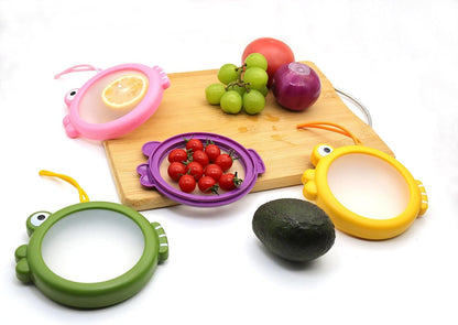 Onion storage and Avocado Saver,Set of 4 Double-Sided Silicone Fruit Keeper Containers for Fridge,Tomatos Holder,Lemons,Garlic,and Potatoes