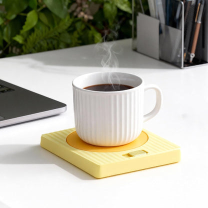 Desk Coffee Mug Warmer for Office: Compatible with All Cup for Career Women | 13W 2-Temp Adjustable Electric Heated Coaster Tea Cup Hot Plate - Gifts for Wife (Wood Grain Color)