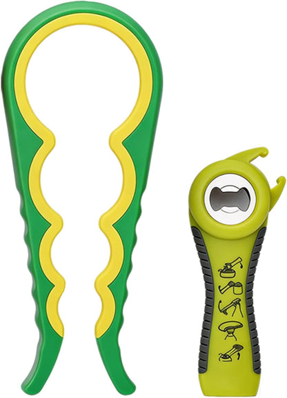 Jar Opener for Seniors with Arthritis,Jar Opener for Weak Hands,5-in-1 Bottle Opener,4-in-1 Can Opener (A-Blue)
