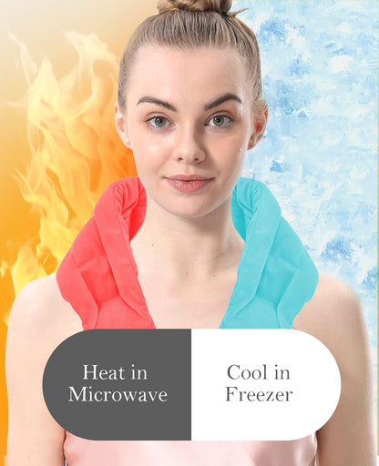 COMOIL Microwave Heating Pad for Neck and Shoulders Back with Handles,33 * 5.9" Long Heated Neck Wrap,Reusable Warmer,Moist Hot Packs,Microwavable Weighted Bag for Cold and Warm Compress | 33 * 5.9" Long Heated Neck Wrap,Reusable Warmer,Moist Hot