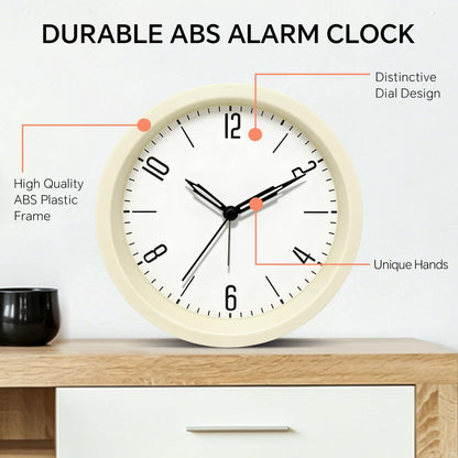 Silent Analog Loud Alarm Clock for Bedrooms, 4.5" Battery Operated Alarm Clock with Modern Round Design, Plastic Small Desk Clock for Heavy Sleepers Adults Teens Seniors College Dorms, Green