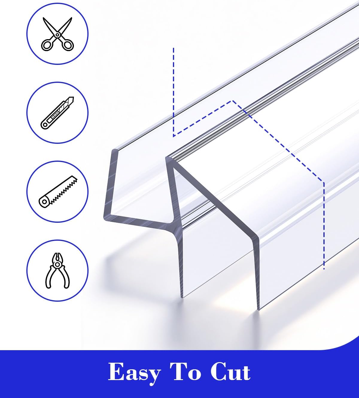 Yecaye 3-Pack 3/8" x 36" Shower Door Bottom Seal Strip, Shower Door Sweep | Shower Door Sweep for 3/8'' Glass, 36in Frameless Glass Shower Door Seal Strip Stop Shower Leaks and Create a Water Barrier