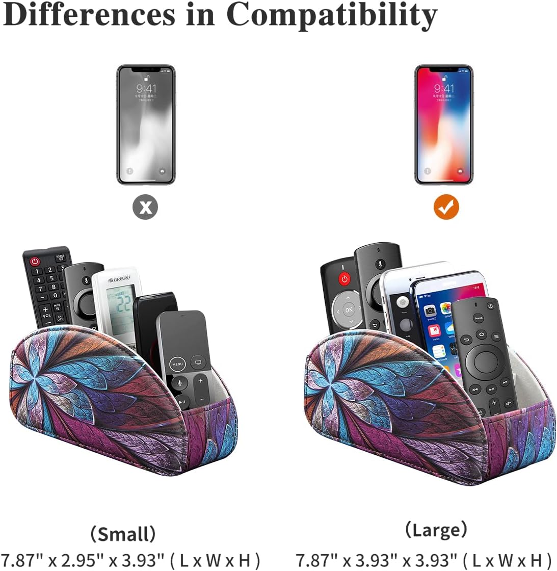 Pu Leather TV Remote Control Holder with 5 Compartments,Remote Caddy/Tray | Bedside Table Desk Storage Box/Organizer for Pen,DVD,Blu-Ray,Media Player,Heater Controller,Cosmetics,Glasses,Office Supplies