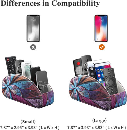 Pu Leather TV Remote Control Holder with 5 Compartments,Remote Caddy/Tray | Bedside Table Desk Storage Box/Organizer for Pen,DVD,Blu-Ray,Media Player,Heater Controller,Cosmetics,Glasses,Office Supplies