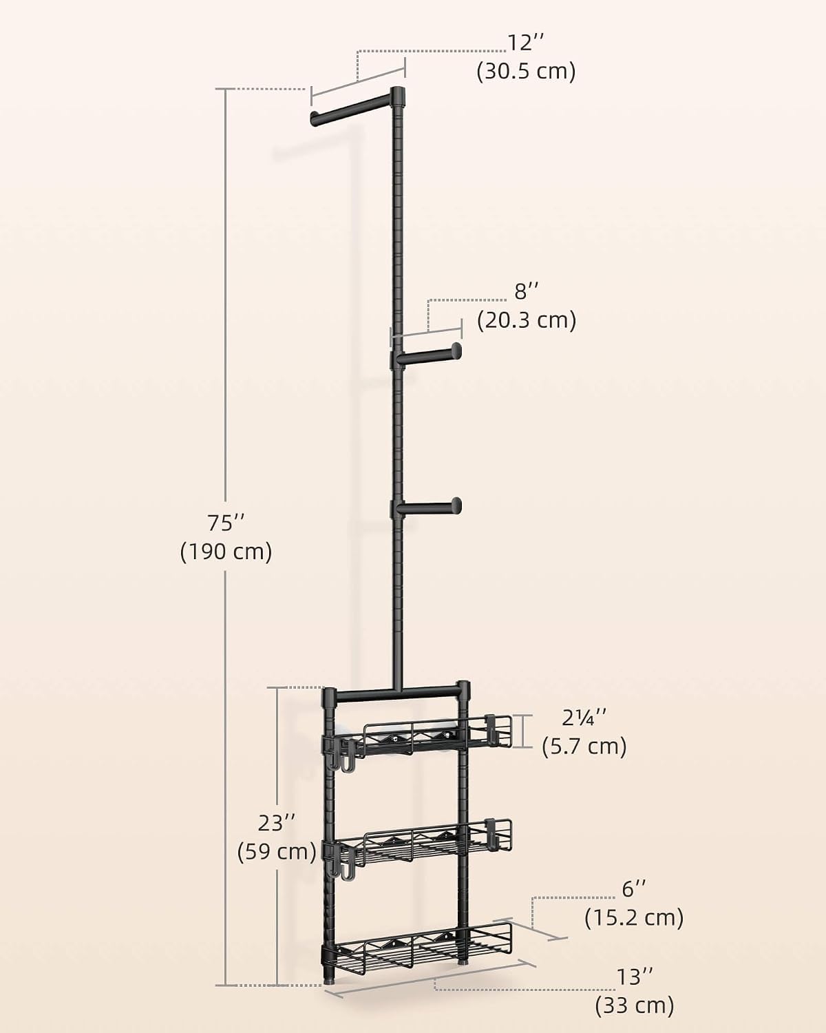Laundry Room Shelves - Over the Washer and Dryer Storage Shelf, Laundry Hanging Rod with Basket and Hanger Organizer for Laundry Room Organization