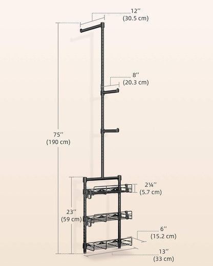 Laundry Room Shelves - Over the Washer and Dryer Storage Shelf, Laundry Hanging Rod with Basket and Hanger Organizer for Laundry Room Organization