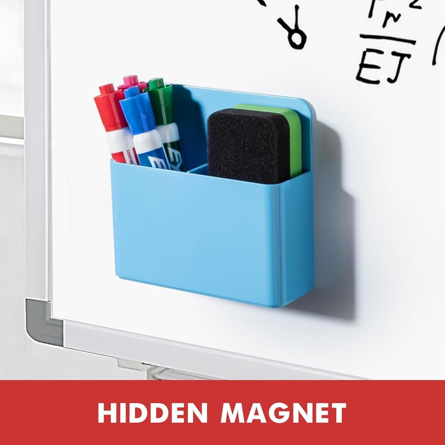 BEYGORM Plastic Magnetic Pen Holder, Powerful Magnet, 2 Pack | Classroom Must Haves, Dry Erase Marker Holder for Whiteboard, School Locker Organizer, Pencil Cup for Refrigerator(Black)