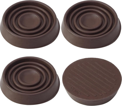 4 Pack 1.5 Inch Round Rubber Caster Cups Floor Protector Brown | Dense Rubber Anti-Slip Firm Grip, Floor Protection From Scratches, Slide-In No Tools Needed, Blends With Wood Metal Finishes