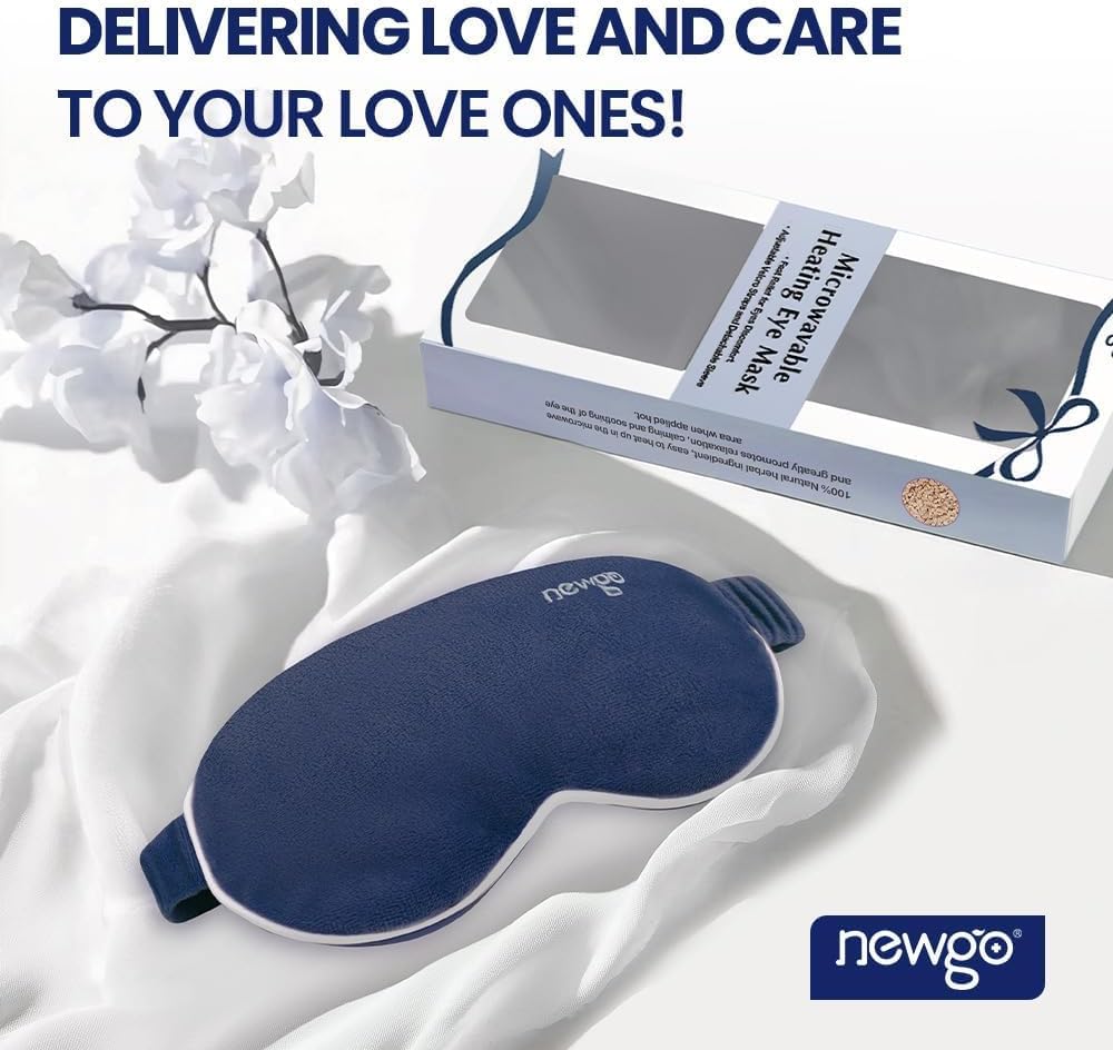 NEWGO Heated Eye Mask, Warm Compress for Dry Eye Relief, Blue