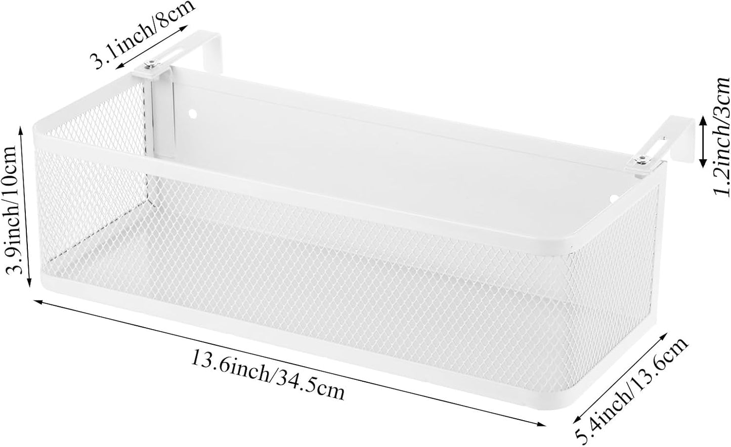 STARVAST 1 Pc Bedside Caddy Shelf, White Bed Shelf for Bunk Bed, Carbon Steel Dorm Room Essentials Organizer with 2 Hooks for Phone, Books, Snacks, Headphones and Rails