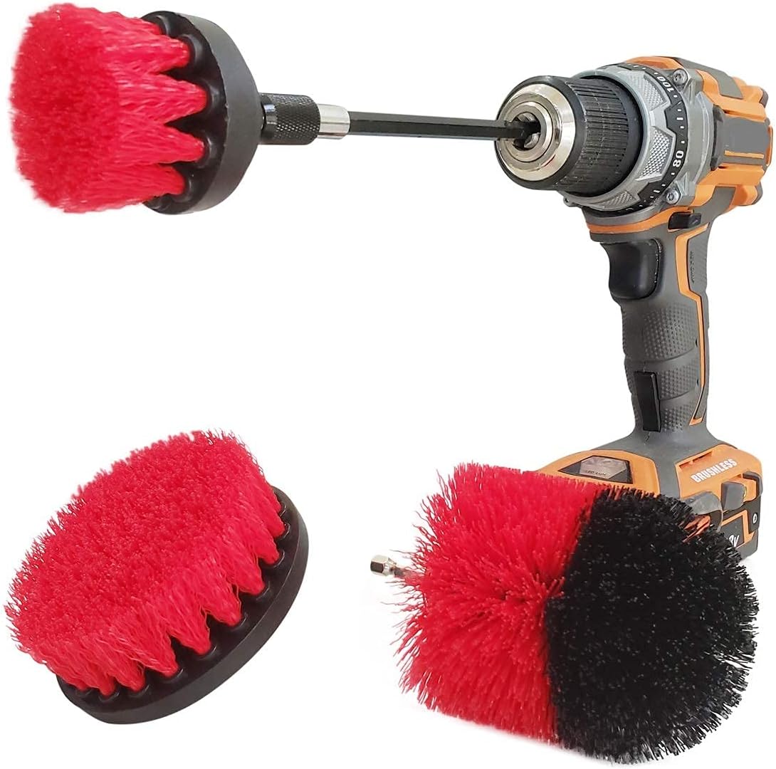 Drill Brush Attachment Set Three Brushes| Bring It On Power Scrubber Brush Cleaning Kit | Plus 6 Inch Extension, Use On Grout, Cars, Bathroom Surfaces, Tile, Baseboard, Shower and Tubs