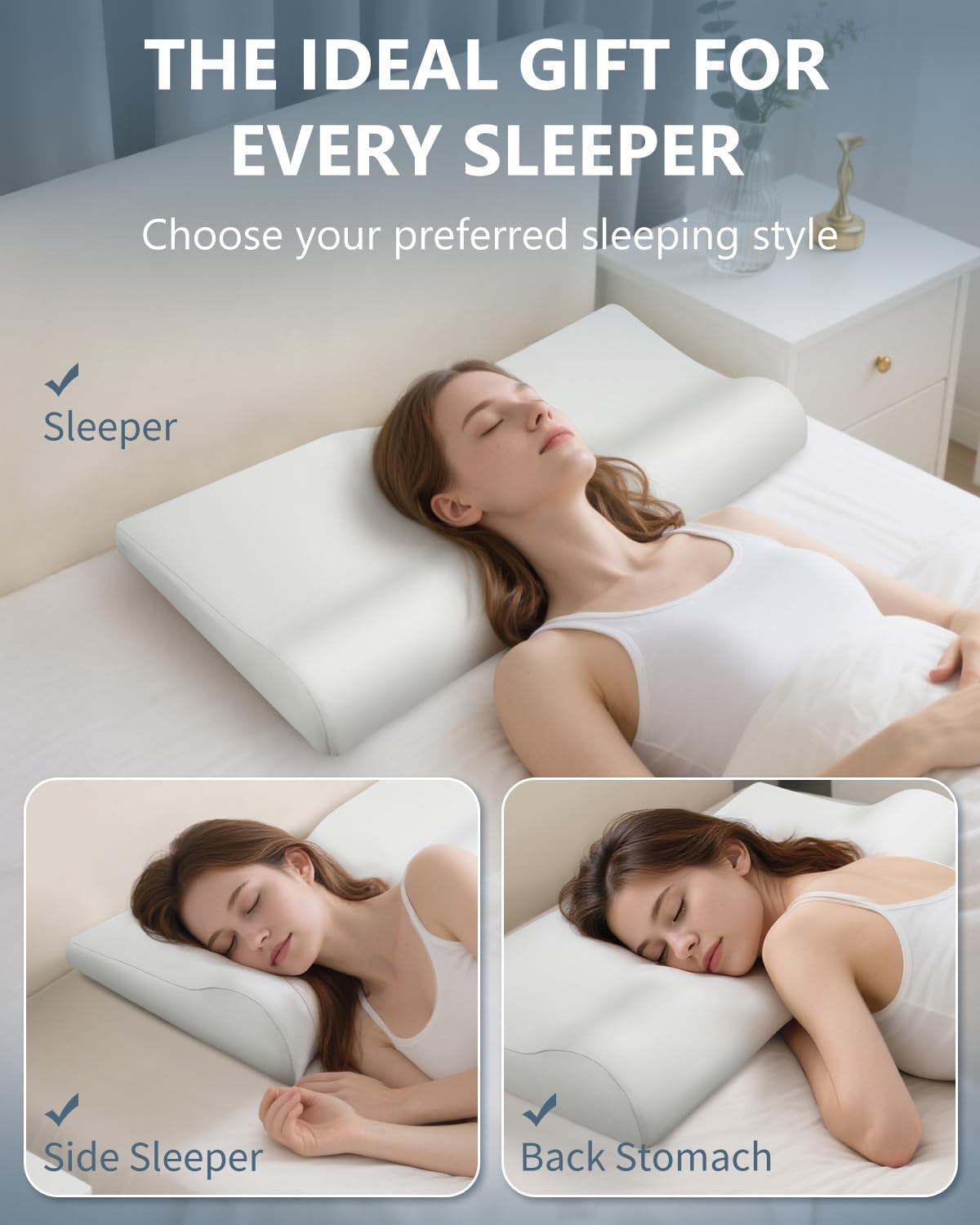 SMDR Ultra Slim Ergonomic Memory Foam Cervical Pillow – Low Profile Orthopedic Neck Support Pillow for Stomach, Side & Back Sleepers, 2"–0.8" Thin Design, Washable Cover