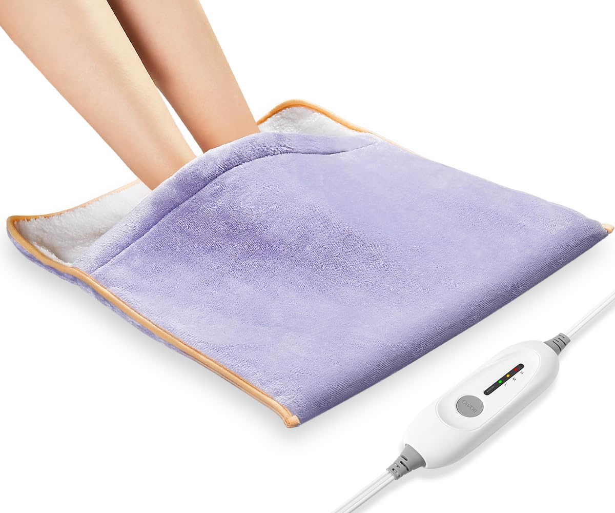 Foot Warmer Electric, Heating Pad King Size Ultra Soft Flannel, Extra Large for Bed, Abdomen, Feet, Back, Cramp, Office/Home Under Desk, 10ft Cord, Auto Off, 22" x 20" - Blue