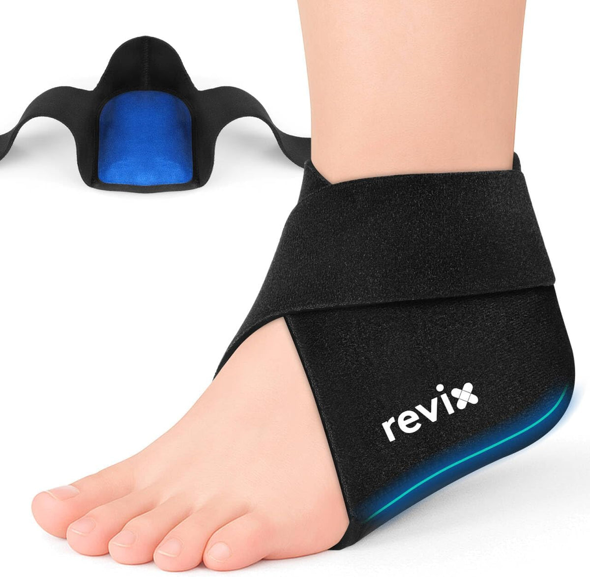 REVIX Heel Ice Pack Wrap for Plantar Fasciitis & Heel Spurs, Hot & Cold Gel