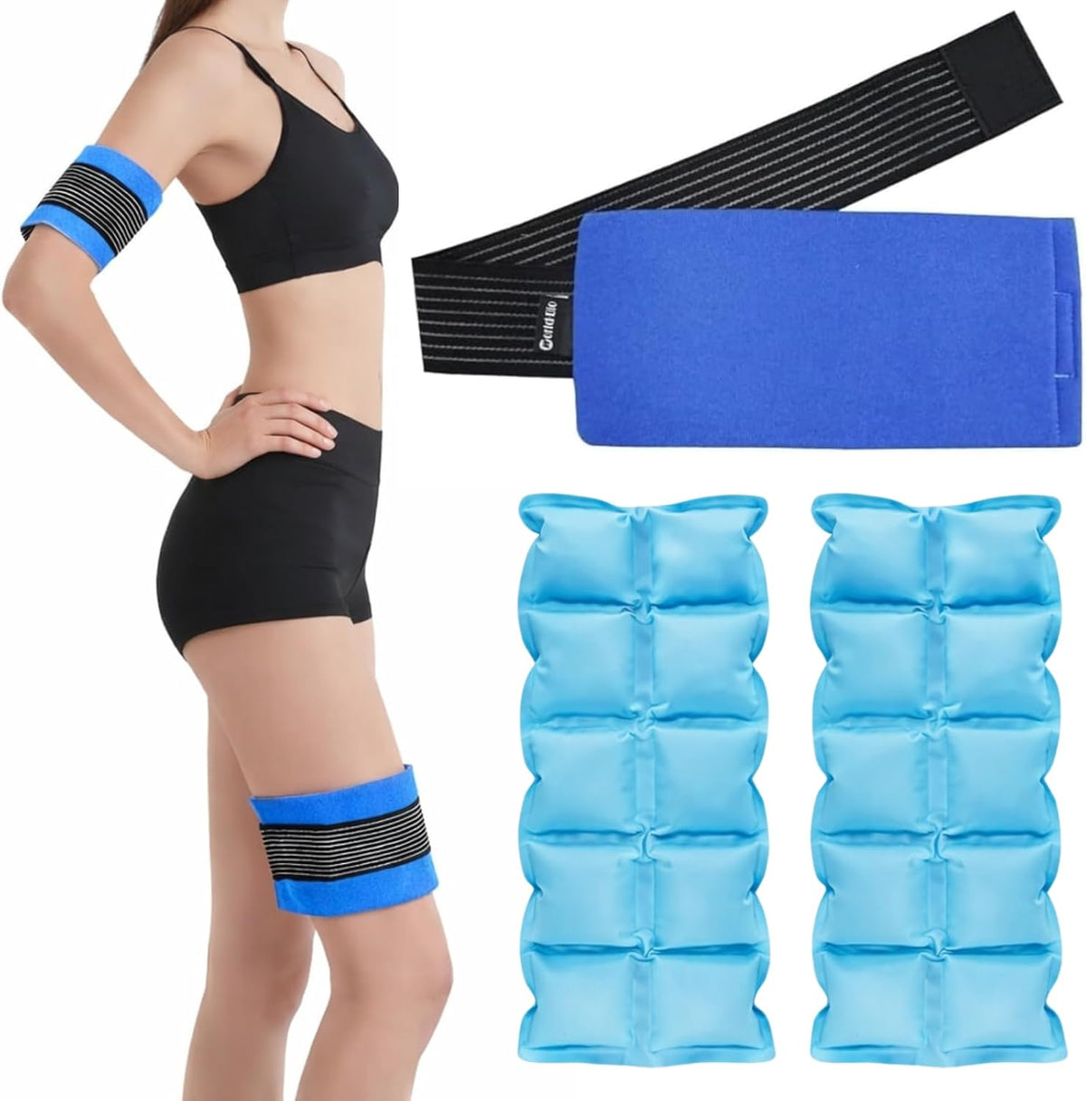 Reusable Ice Packs for Injuries (2-Pack) - Hot & Cold Therapy Gel Pack Wrap for Knee, Shoulder, Back Pain Relief, Adjustable, Flexible for Sports Injuries & Recovery (Blue)