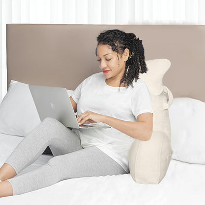 SLIGUY Reading Pillow for Sitting in Bed Couch Adult, Back Pillow with arm Support and Pockets, Adult Back Pillow Bed Chair for Bed Rest, Reading, Watching TV, Gaming for Boys and Girls Dark Grey