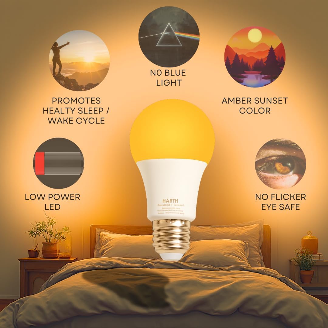 Amber Light Bulbs for Sleep I 1800K Warm Light Bulbs for Bedside Lamp I 3.5W E26 Led Bulb (60W Equiv) Orange Led Lights for Bedroom Soft Warm Lighting I Dim Night Light for Kids Room Warm Light Lamp