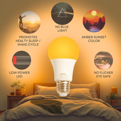 Amber Light Bulbs for Sleep I 1800K Warm Light Bulbs for Bedside Lamp I 3.5W E26 Led Bulb (60W Equiv) Orange Led Lights for Bedroom Soft Warm Lighting I Dim Night Light for Kids Room Warm Light Lamp