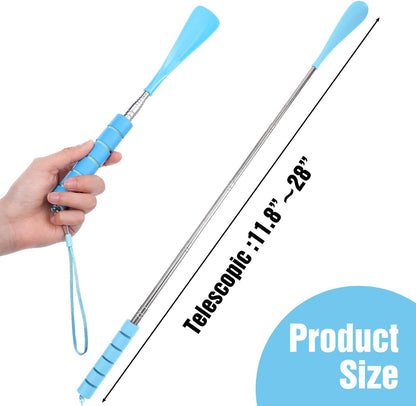 2 Pack Shoe Horn Long Handle, Metal Telescopic Foldable Shoehorn | Retractable Extended Boot Horn for Cowboy Boots, Travel Shoe Helper for Seniors/Pregnant Women