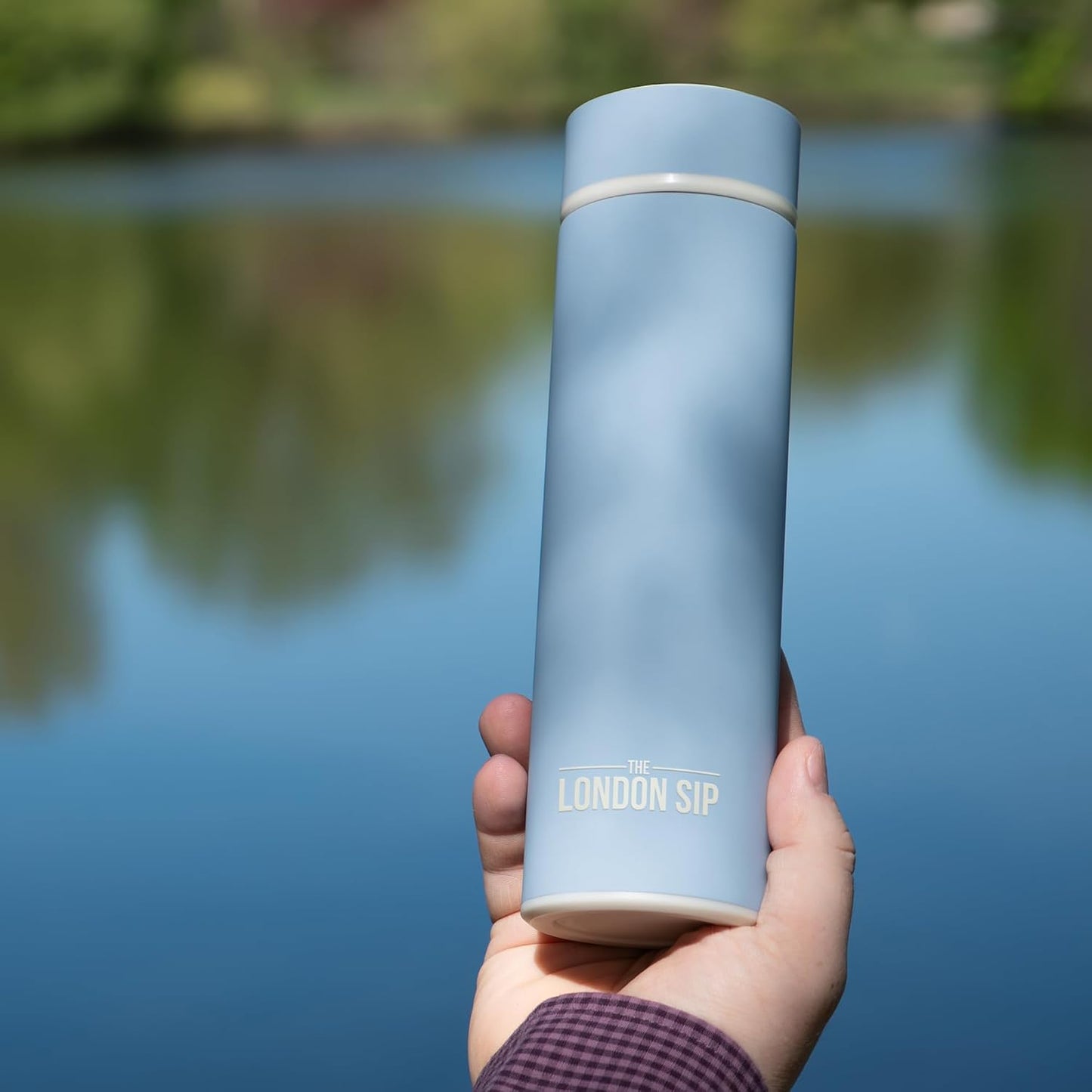 London Sip Multi-Purpose Tea Infuser Travel Mug and Tumbler Fruit Infuser Flask Hot and Cold Double Wall Stainless Steel Thermos with Extra-Long Infuser, Midnight Teal
