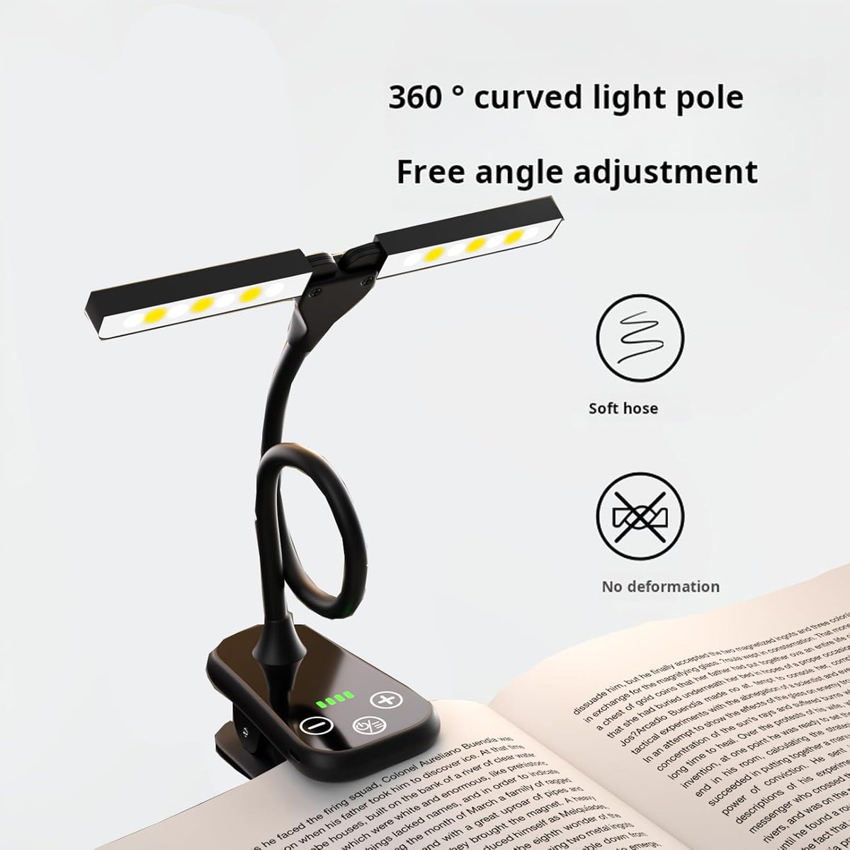 Rechargeable Clip On Book Light, 3 Color Eye-Care LED Reading Light, 360° Rotatable Bed Reading Lamp, USB Rechargeable, Portable Book Light for Kids, Travel & Office