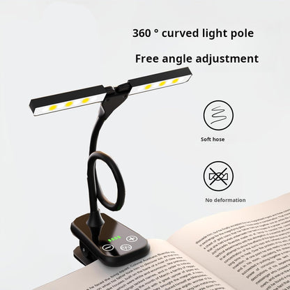 Rechargeable Clip On Book Light, 3 Color Eye-Care LED Reading Light, 360° Rotatable Bed Reading Lamp, USB Rechargeable, Portable Book Light for Kids, Travel & Office