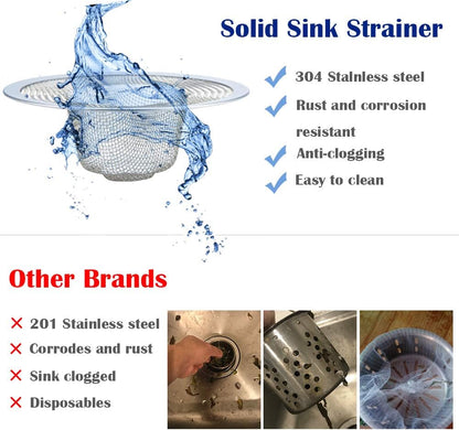 2 pcs Heavy Duty Stainless Steel Slop Basket Filter Trap, 2.75" Top / 1" Mesh Metal Sink Strainer,Perfect for Kitchen Sink/Bathroom Bathtub RV Wash Basin Floor Drain Balcony Drain Hole